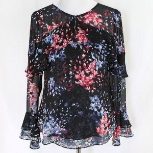 WHBM semi-sheer floral blouse sz 12